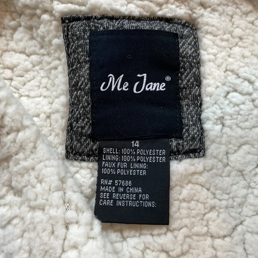 Me Jane Gray & off white Sherpa lined jacket.  Girls size 14